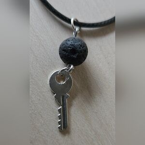 Silvertone Key Pendant Aromatherapy Necklace